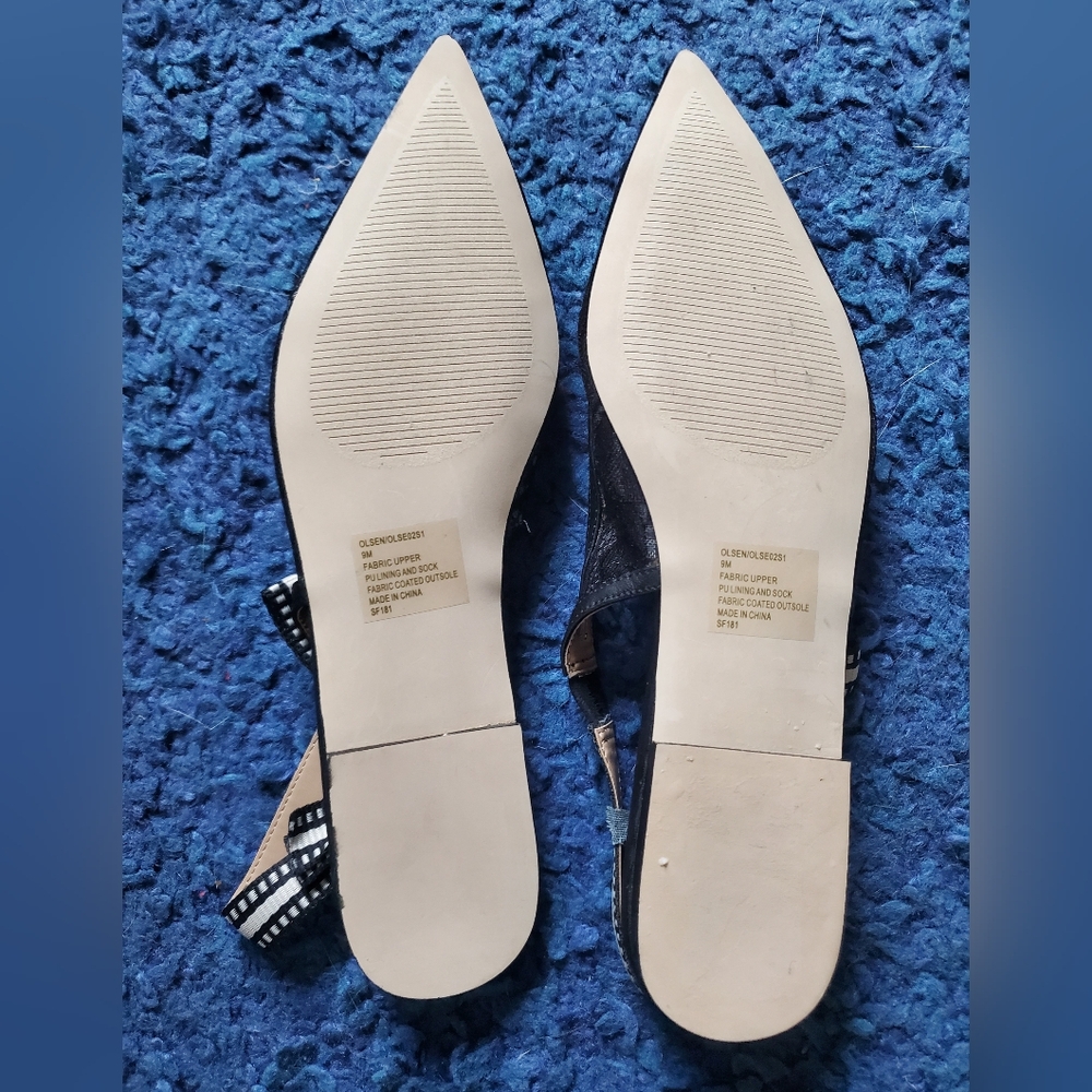 Steve Madden Black Lace Pointed Slingback Flats - Picture 9 of 11